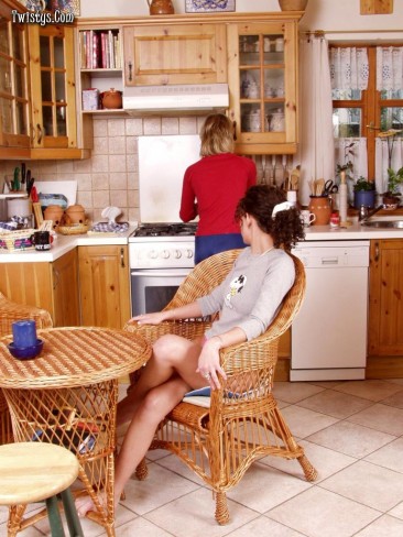 Sandra and her girlfriend have breakfast in the kitchen eating each other pussies.