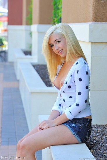 Shy blonde teen Jayde FTV is not going to be that shy for long as she is posing outdoor.