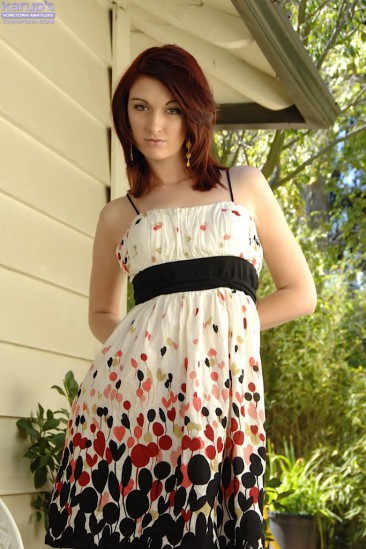 Alana Rains is a cute redhead teen who loves to show off and pose outdoor.