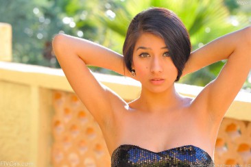 Cheerful teen Latina Megan Salinas is too happy to show us her best assets