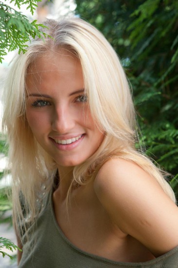 Enchanting and cheerful blonde Jaime A is always up for some nude softcore action