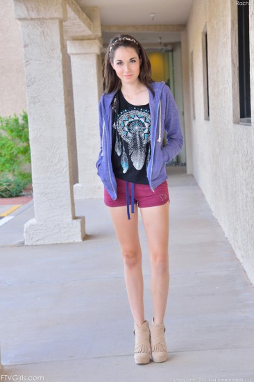 Elegant and leggy brunette girl Emily Grey shows us her bod in lingerie outdoors