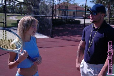 Tattooed coach fucks sexy student girl Lacie Capers after tennis lesson