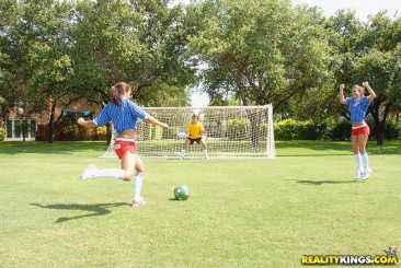 Hot bodied latinas Nicole Grey and Mulani Rivera from the female soccer team get fucked